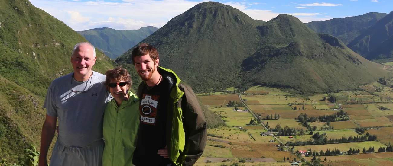 A family explores the highlands of Ecuador