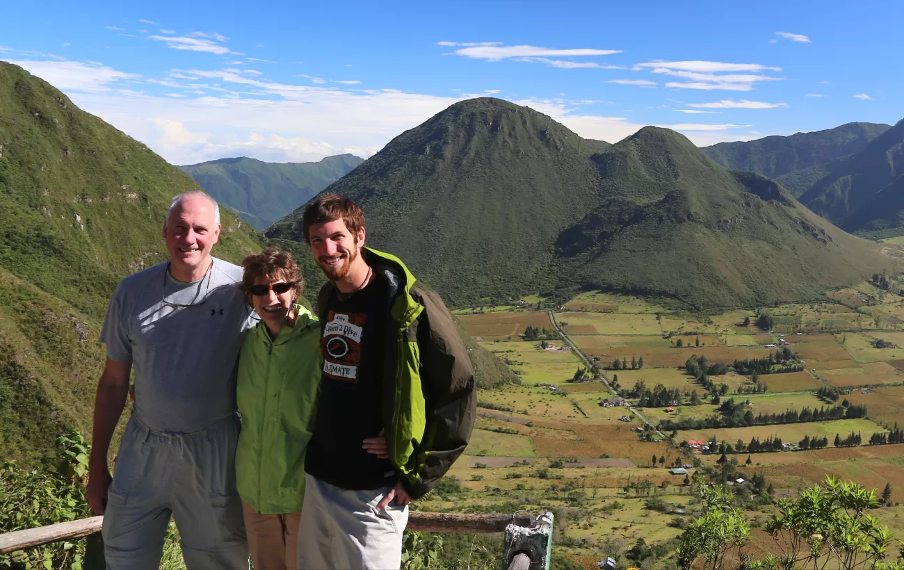 A family explores the highlands of Ecuador
