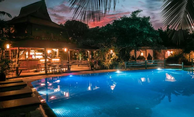 Garden Pool  Sunset