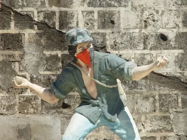 A statue of a Sandinista fighter in Leon City, Nicaragua