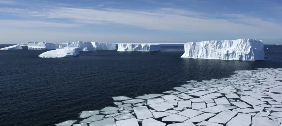 Aerial view of pack ice in Ross Sea, Antarctica