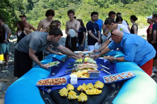 Lunch time with a raft serving as our table