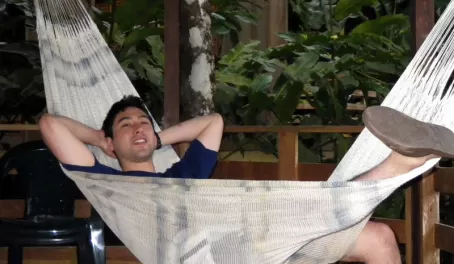 Andy rests in the hammock