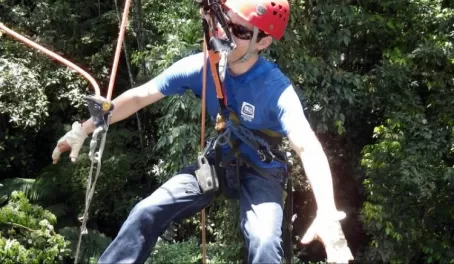 Andy gets ready to descend 80 feet down