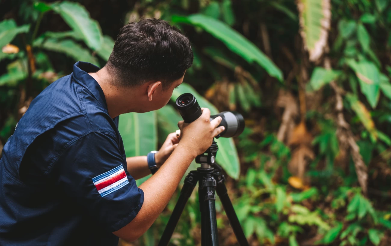 Guide setting up telescope for us at Manuel Antonio National Park, Costa Rica