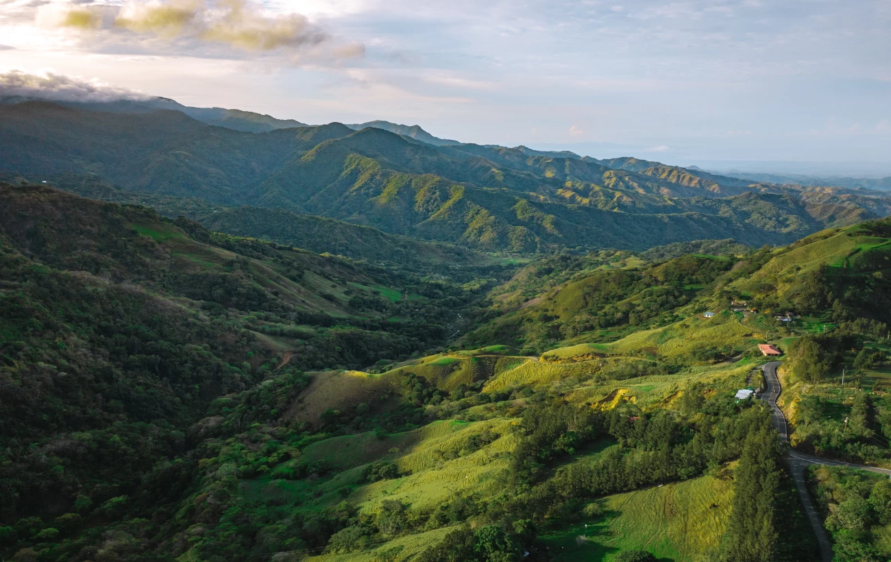 view of rolling landscape in Monteverde Cloud Forest in Costa Rica