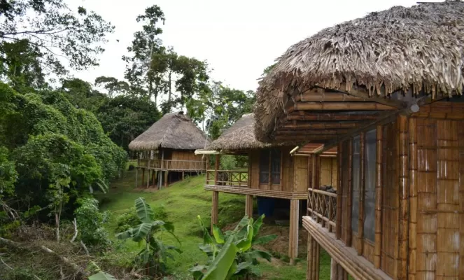 Cabanas are constructed with native design