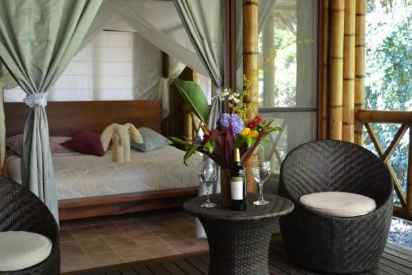 The 17 thatched-roof cabanas at La Selva Lodge are clean and comfortable 