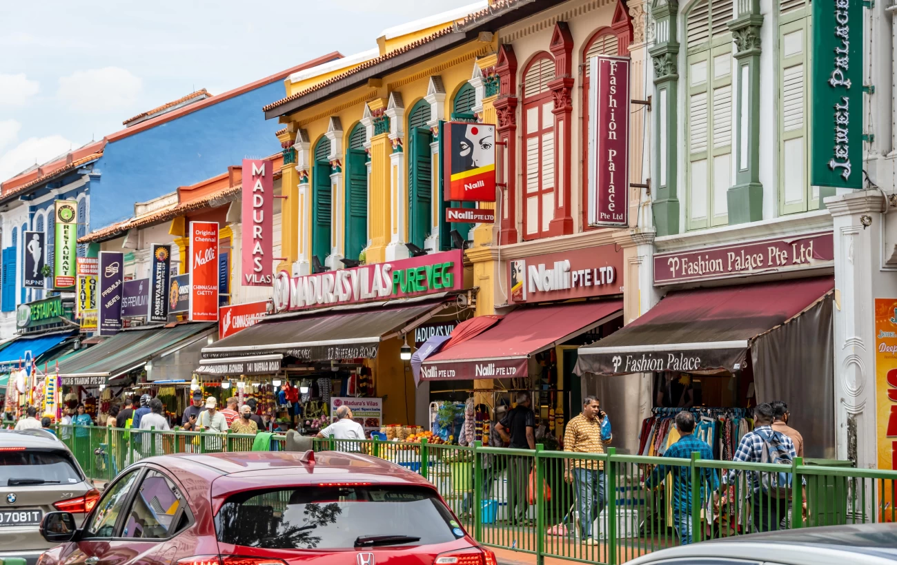 Shop fronts in Little India in Singapore