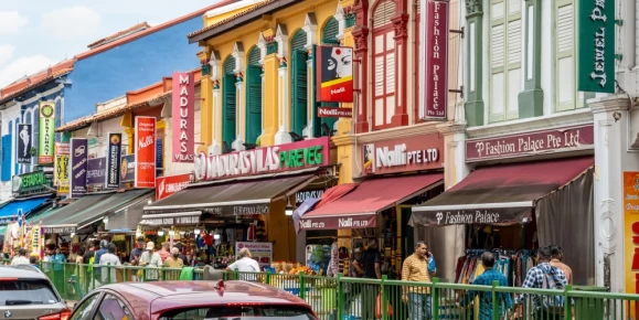Shop fronts in Little India in Singapore