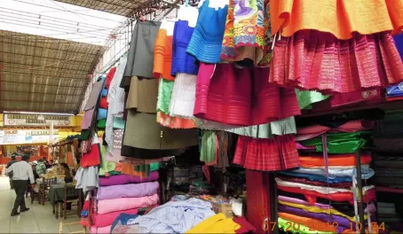 Lovely colors of Peru-skirts for sale in the Mercado Central