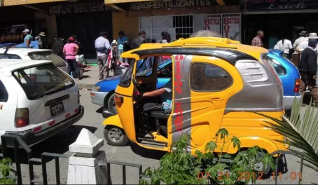 A common Taxi in Huaraz that is very fuel efficient!