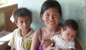 Young woman with 2 of her children
