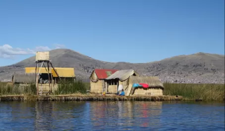 A floating island on Lake Titicaca
