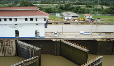 The Miraflores locks of the Panama Canal