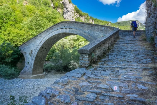 Kokori's old arch stone bridge, Voidomatis in the municipality of Zagorochoria, Greece