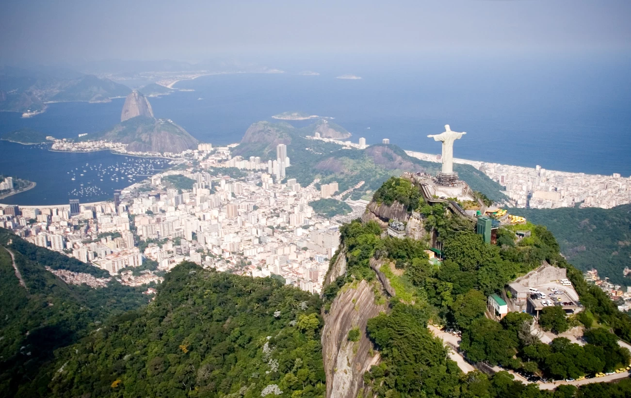Aerial view of Christ the Redeemer and Sugarloaf Mountain