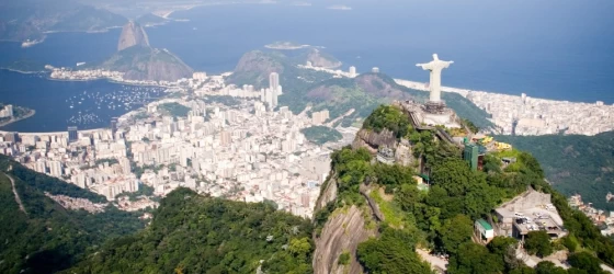 Aerial view of Christ the Redeemer and Sugarloaf Mountain