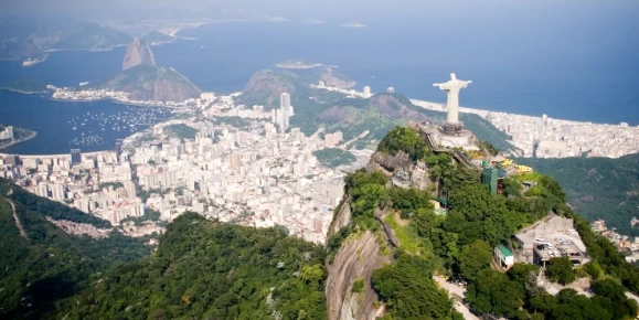 Aerial view of Christ the Redeemer and Sugarloaf Mountain