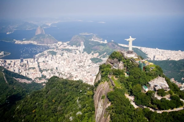 Aerial view of Christ the Redeemer and Sugarloaf Mountain
