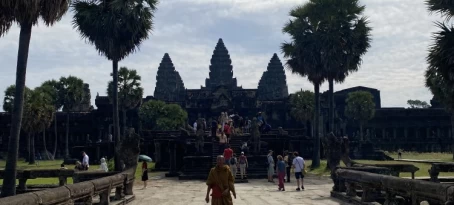 Monk walking at Angkor Wat