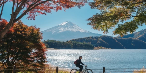 Mt Fujisan in lake Kawaguchi, Yamanashi, Japan