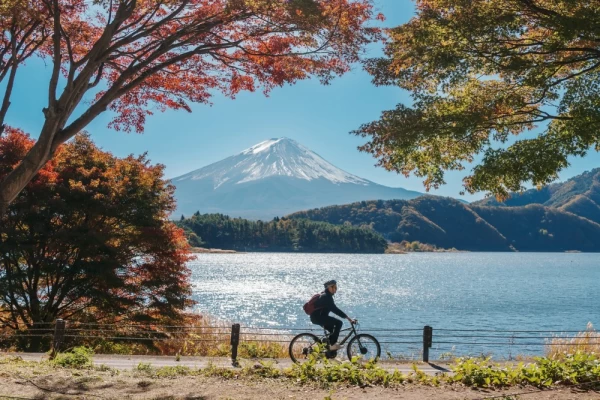 Mt Fujisan in lake Kawaguchi, Yamanashi, Japan