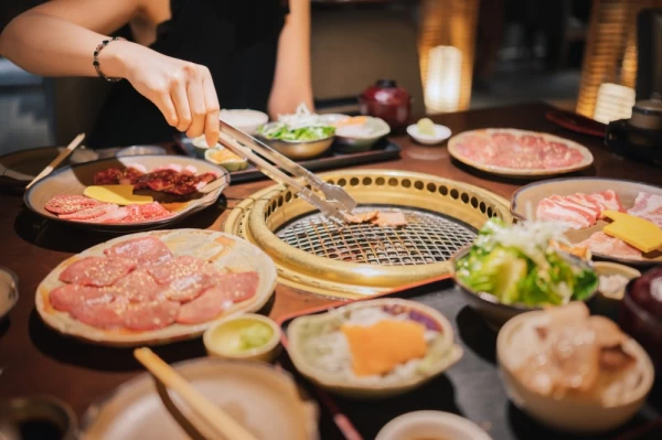 a5 beef and sushi in japanese restaurant