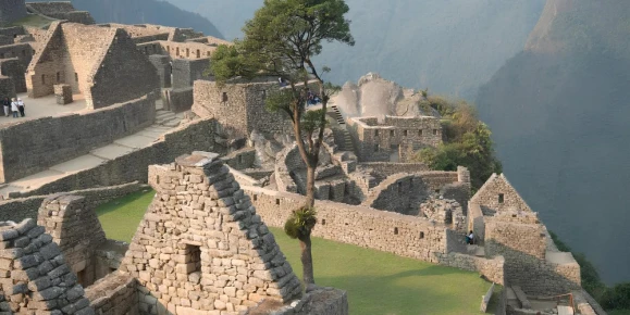 The ancient stone structures of Machu Picchu