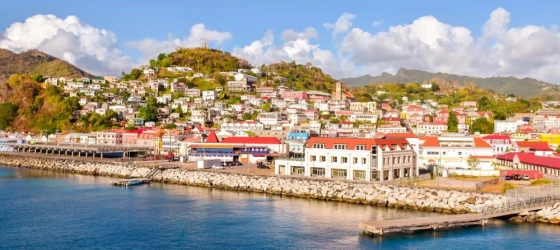 St. George's, Grenada's charming capital city known for having the most beautiful harbor in the Caribbean.
