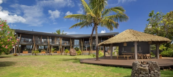 Facade of Hotel Ohana in Hanga Roa, Easter Island