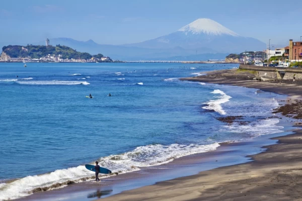 The Enoshima and Koshigoe coast located in Kamakura, Kanagawa Prefecture Japan