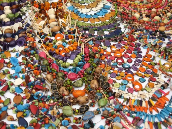 Colorful necklaces at the Otavalo Market