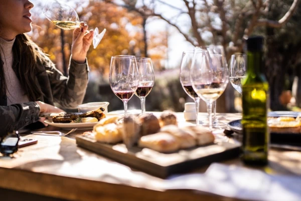 Woman on a wine tasting event