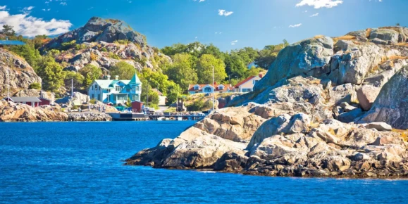Branno island in Gothenburg archipelago waterfront view,  Goteborg Municipality, Vastra Gotaland County, Sweden