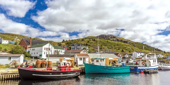 Small harbor with fishing boats outside St. John's, Newfoundland, Canada.