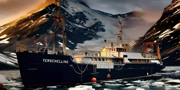 Terschelling sailing through Arctic ice