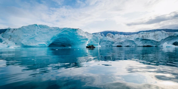 Navigating through waters surrounded by icebergs