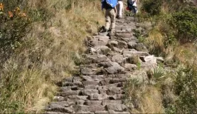 Persevering on the steep stairs of the Inca Trail