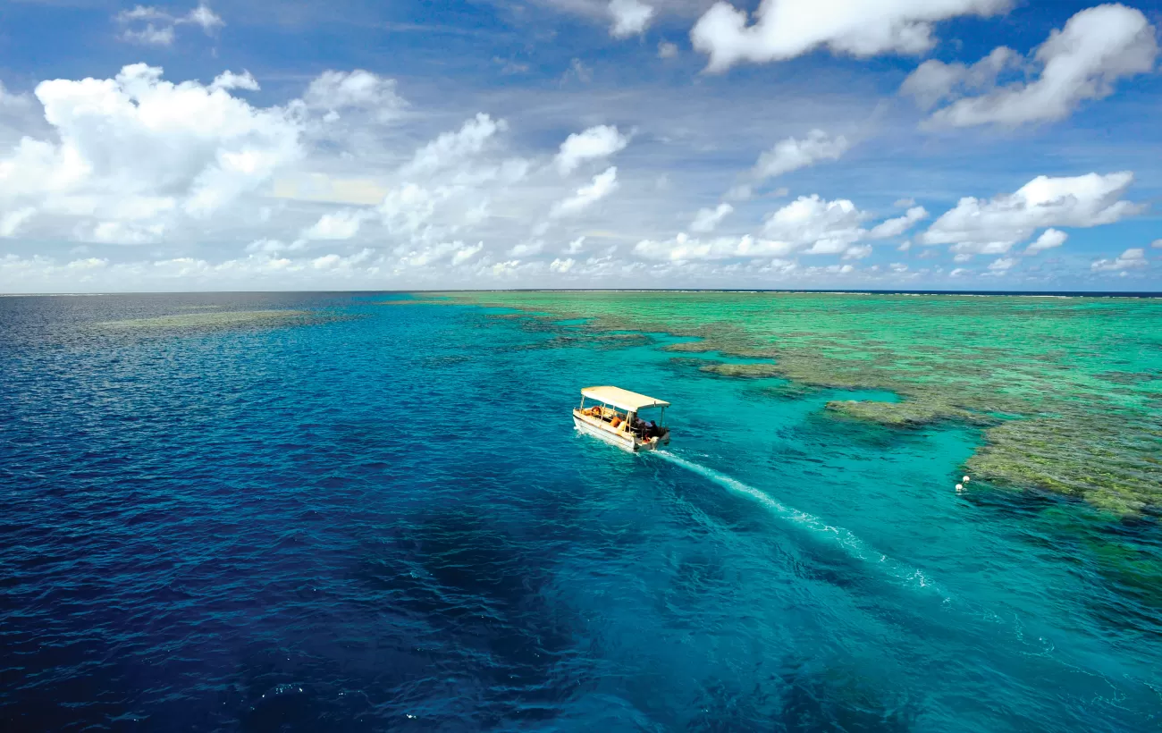 Take a glass-bottomed boat through the Great Barrier Reef.