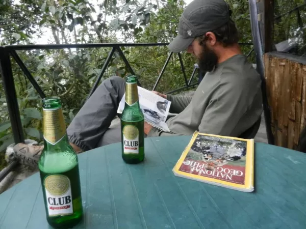 Relaxing with a cold beer and a book at Bellavista Cloud Forest Reserve