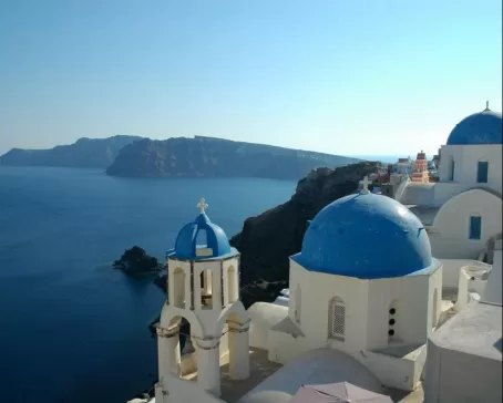 The whitewashed cliffs of Santorini