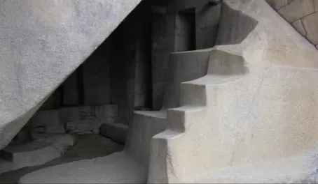 Old carved steps at Machu Picchu