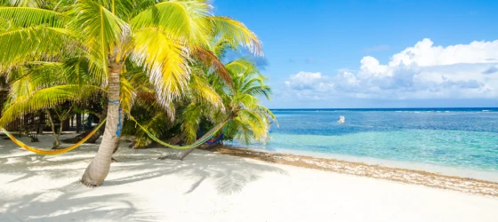 Turquoise waters and white sands at Turneffe Atoll