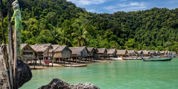 Views of the Moken sea gypsy village