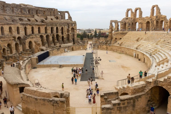 Center of El Jem, with is the third largest amphitheater of the Roman empire in Tunisia