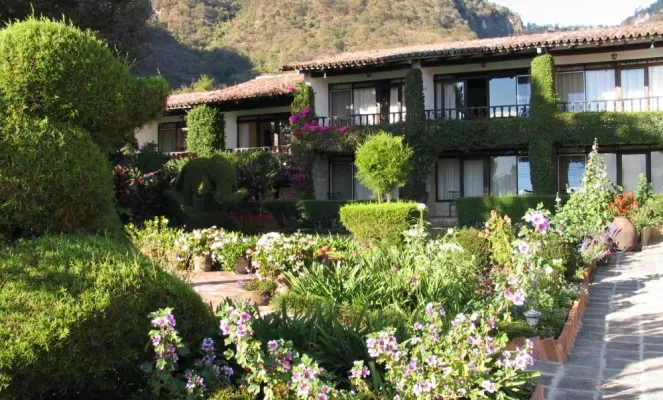 Hotel Atitlan and lush gardens