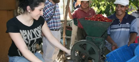 Learning about coffee production in Antigua, Guatemala