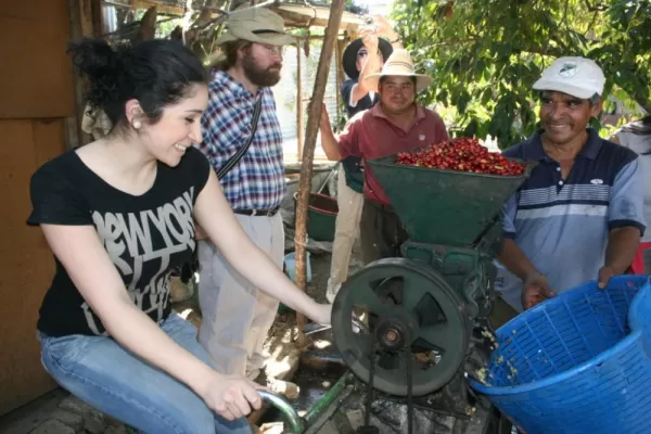 Learning about coffee production in Antigua, Guatemala