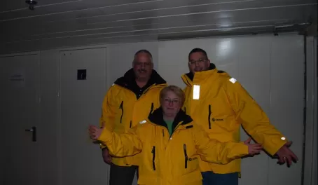 Yellow parkas so they can keep track of us.